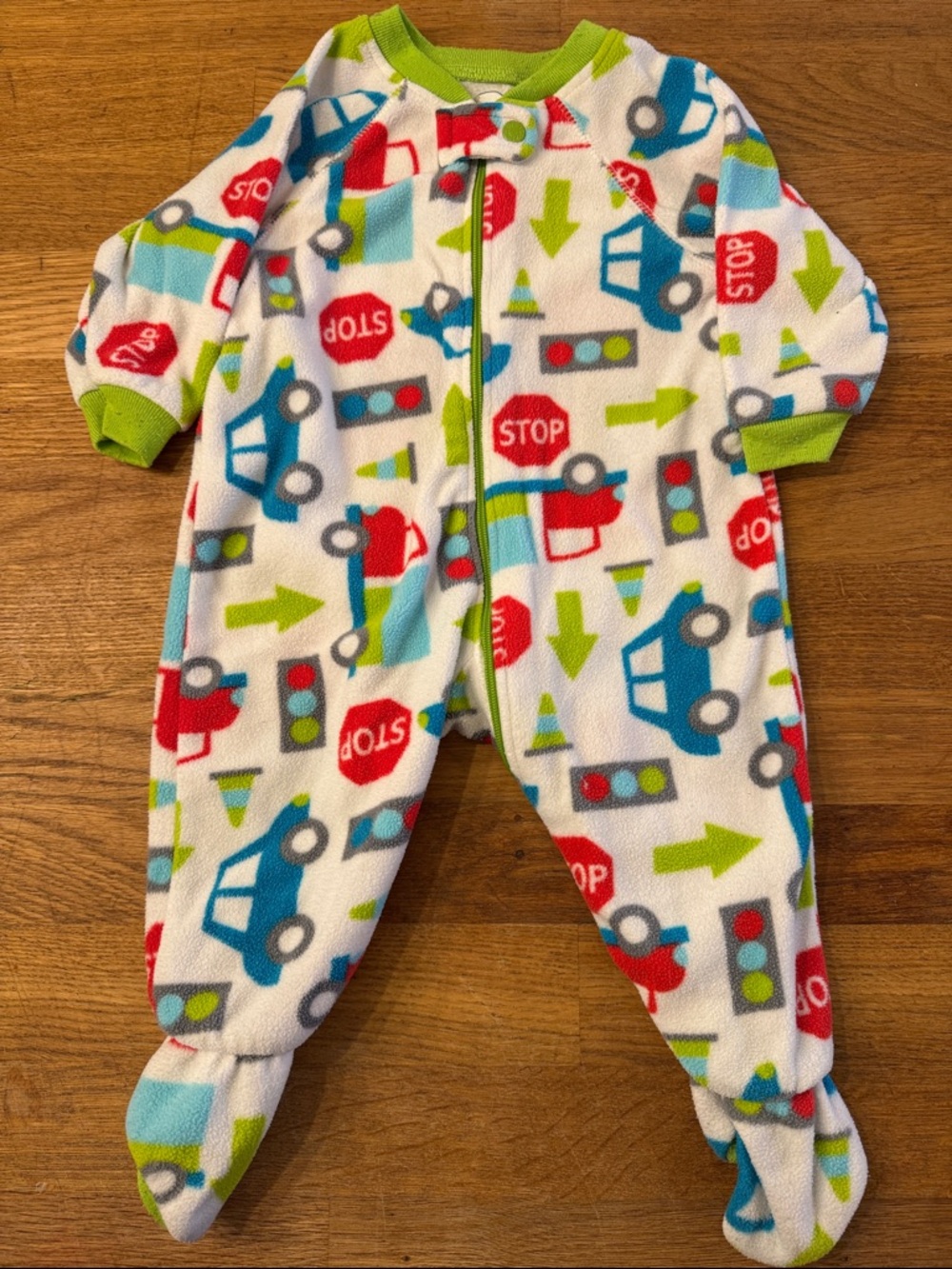 Place Fleece One-Piece Pajamas in White, Blue, Red, Green